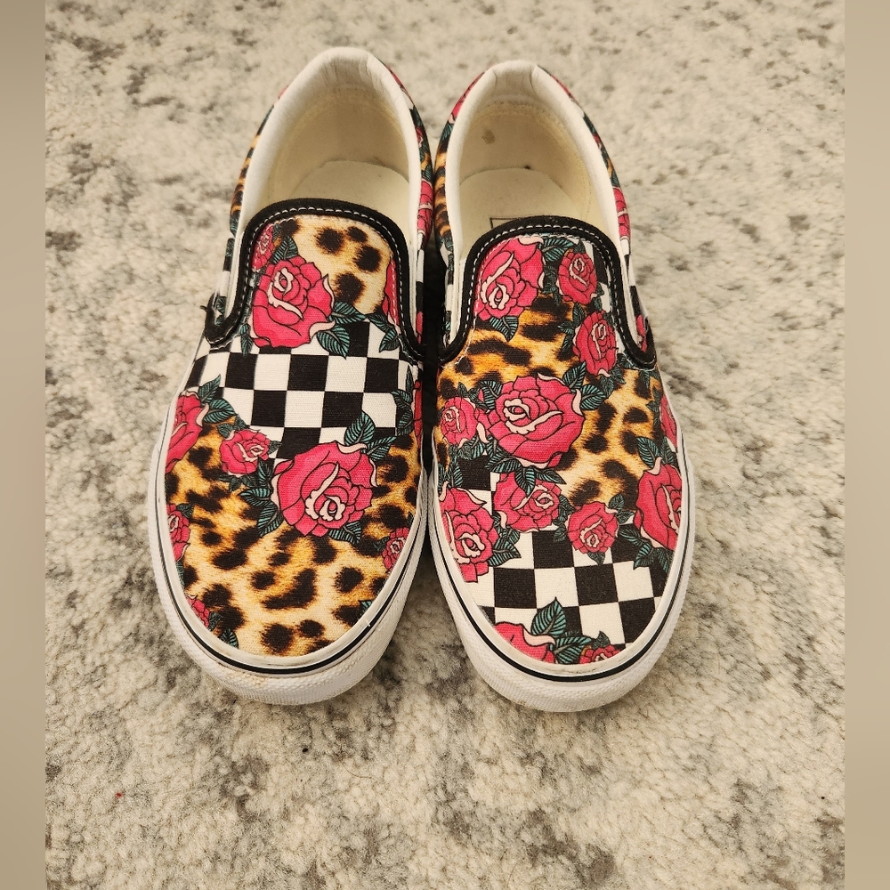 Vans Floral Checkered Slip-On Sneakers